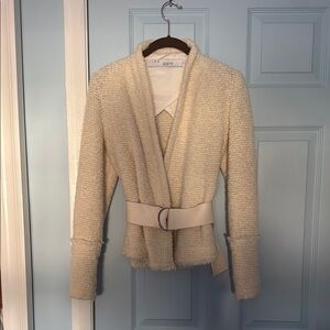 IRO Cream Textured Belted Jacket